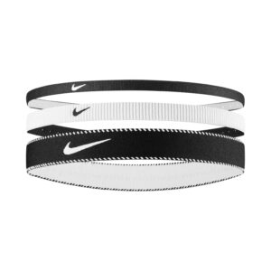 NIKE Flex Classic MW Headbands 3PK Elastici Capelli Sport Varie Ampiezze W/B