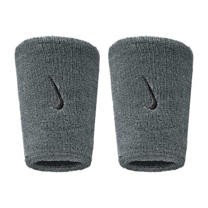 Nike Swoosh Classic Doublewide Wristbands Polsini Grey - Black