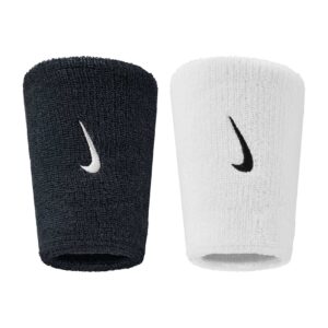Nike Swoosh Classic Doublewide Wristbands Polsini Black - White - Black