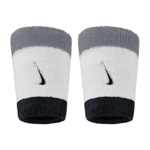 Nike Swoosh Classic Doublewide Wristbands Polsini White - Grey - Black