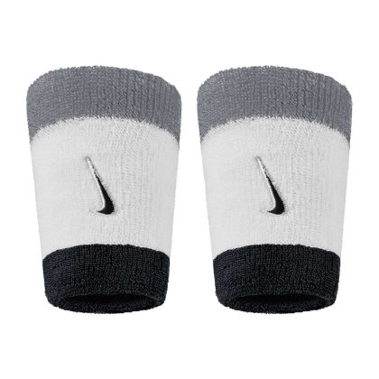 Nike Swoosh Classic Doublewide Wristbands Polsini White - Grey - Black