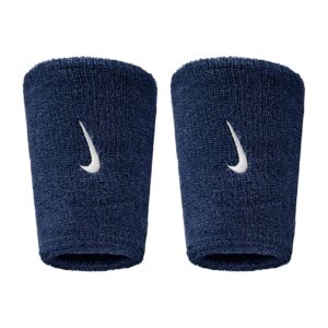 Nike Swoosh Classic Doublewide Wristbands Polsini Navy - White
