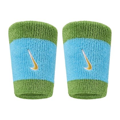Nike Swoosh Classic Doublewide Wristbands Polsini Blue - Clorophill - Gold