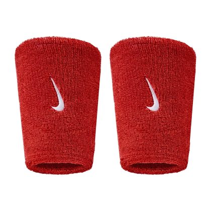 Nike Swoosh Classic Doublewide Wristbands Polsini University Red - White