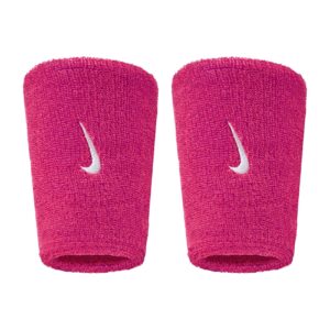 Nike Swoosh Classic Doublewide Wristbands Polsini Vivid Pink - White