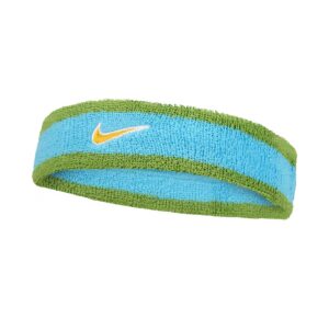 Nike Swoosh Classic Headband Fascia Tergisudore Tennis Blue - Chlorophyll - Gold