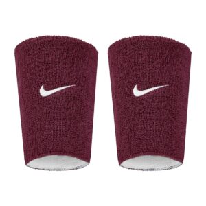 Nike Swoosh Classic Reversible Doublewide Wristbands Polsini Dark Red - White - Dark Red